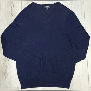 🔵 Express Merino Wool Dark Blue Jersey Sweater (M)